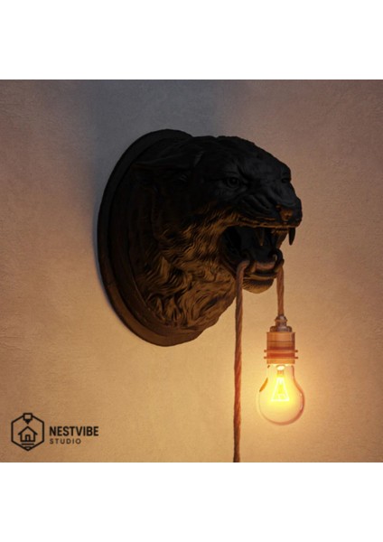 Leopar Başlı Şık ve Modern Duvar Lambası Nestvibe Özel Seri