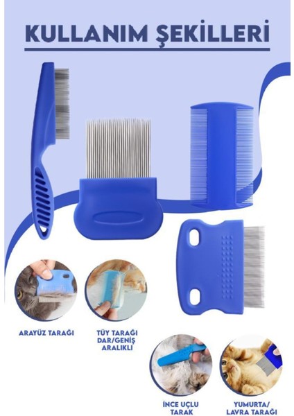 4'lü Kedi Köpek Bit Tarak Seti Arayüz/ince/dar/lavra Bit Tarağı Seti modelleri