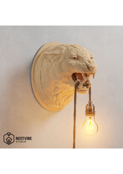 Leopar Başlı Şık ve Modern Duvar Lambası Nestvibe Özel Seri