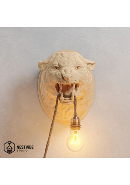 Leopar Başlı Şık ve Modern Duvar Lambası Nestvibe Özel Seri