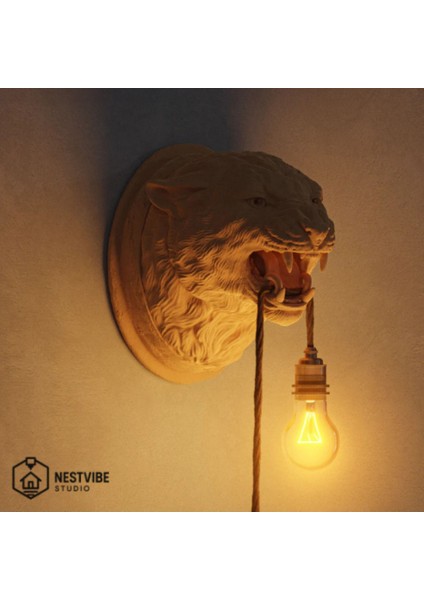 Leopar Başlı Şık ve Modern Duvar Lambası Nestvibe Özel Seri