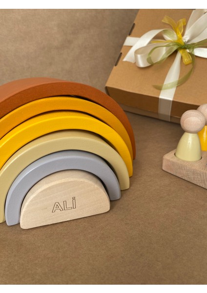 Isme Özel Ahşap Waldorf Gökkuşağı | 6'lı Pastel Tonlarda Montessori Oyuncağı fiyatları