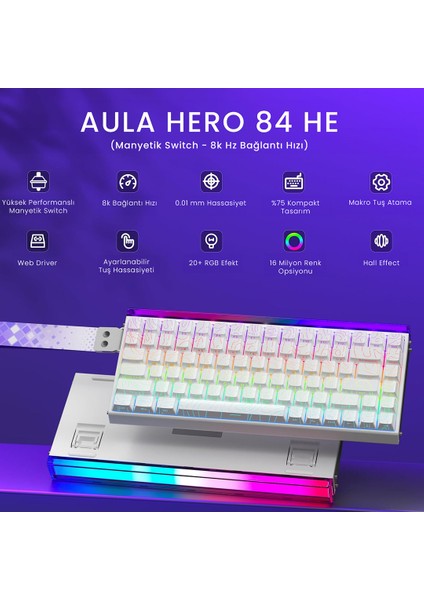 Aula Hero 84 He Manyetik Switch 8k Hz Gaming Klavye