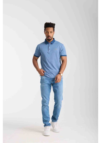 Polo Yaka Regular Fit Mavi Çizgili fiyatları
