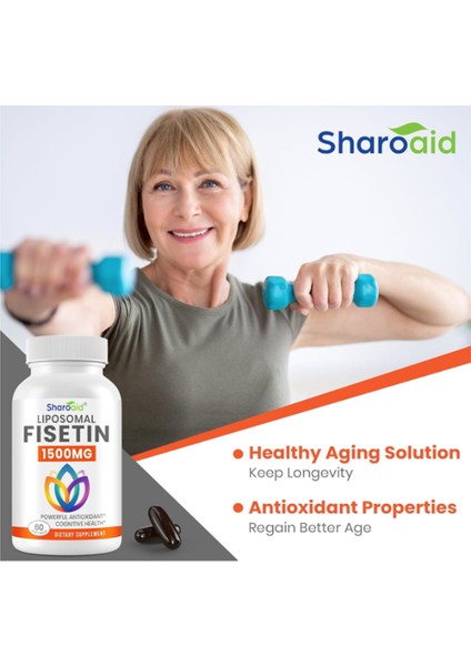 Liposomal Fisetin Delivery,98% Pure Fisetin,polyphenol Antioxidant For Healthy Aging,non-Gmo - 1500 mg 60 Softgels.abd Menşei indirimleri
