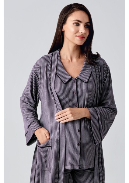 Bebe Yaka Düğmeli Uzun Kollu Hamile Sabahlık Pijama Takım 23111 modelleri