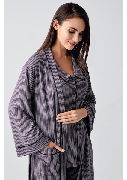 Bebe Yaka Düğmeli Uzun Kollu Hamile Sabahlık Pijama Takım 23111 indirimleri