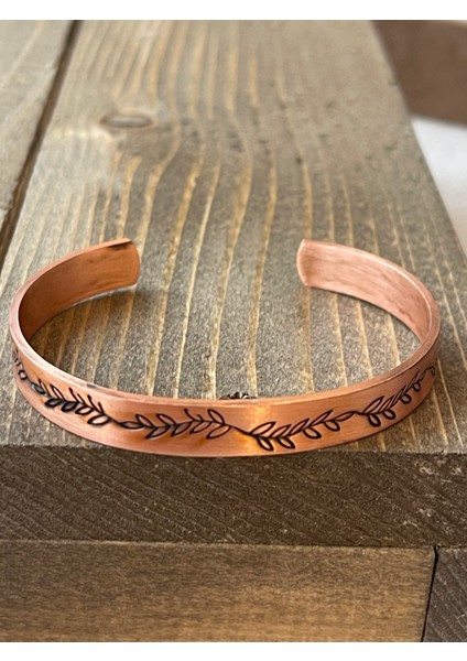 %100 Saf Bakır Bilek Sarmaşık Desenli Ayarlanabilir Ölçü Bakır Bileklik