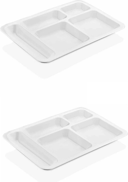 10 Adet 5 Bölmeli Kırılmaz Tabldot Tabak Self Servis Yemekhane Okul Lokanta Tabildot (40 cm X28 Cm)