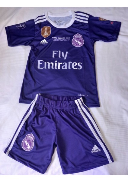 20016/17 Sezon Cardif Ligi Mor Sergio Ramos Çocuk Forma Takımı 4'lü Set Çorap+Bileklik Hediyeli