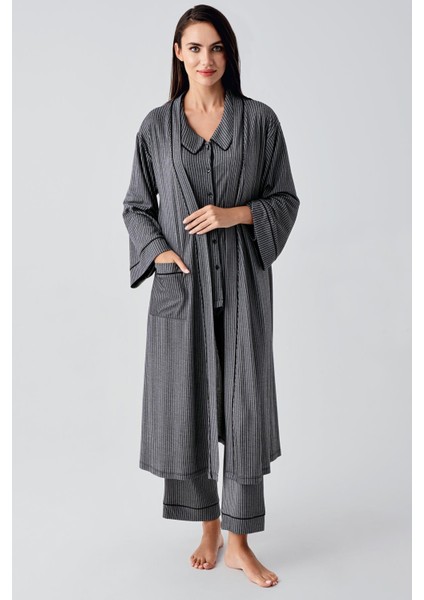 Bebe Yaka Düğmeli Uzun Kollu Hamile Sabahlık Pijama Takım 23111 modelleri