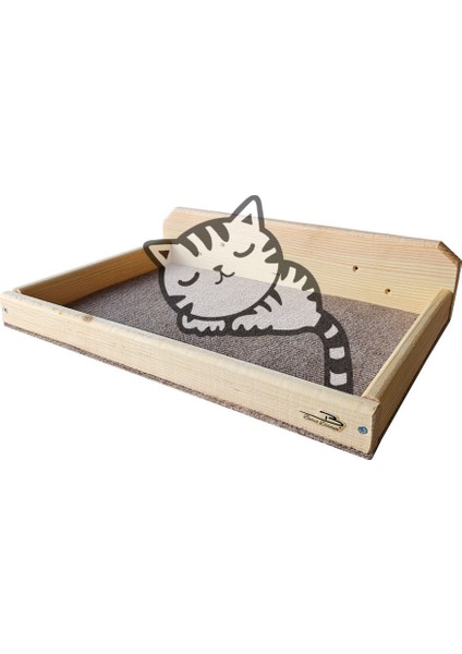 Duvara Monte Doğal Ahşap Kedi Yatağı Eko Tırmalama Halı Kaplamalı (8kg Kapasiteli)