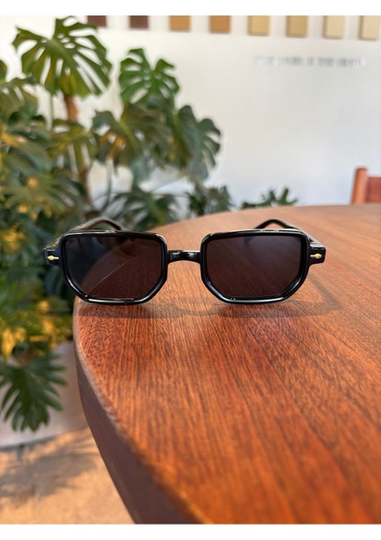 Lodin Siyah Köşeli Unisex 2025 Kadın Erkek Güneş Gözlüğü UV400