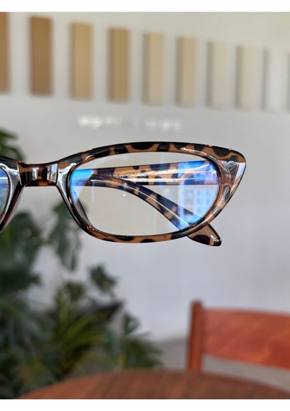 Aventino Leopar Cat Eye Küçük Çekik Minik Retro Mavi Işık Korumalı Gözlük Ekran Gözlük indirimleri