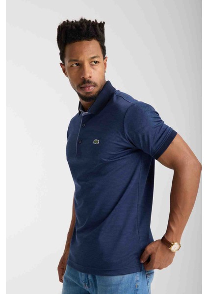 Polo Yaka Lacivert Regular Fit Çizgili