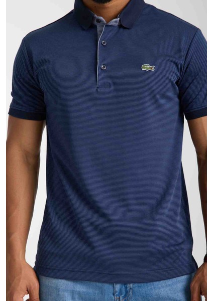 Polo Yaka Lacivert Regular Fit Çizgili