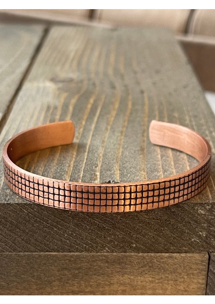 %100 Saf Bakır Bilek Kare Desenli Ayarlanabilir Bakır Bileklik