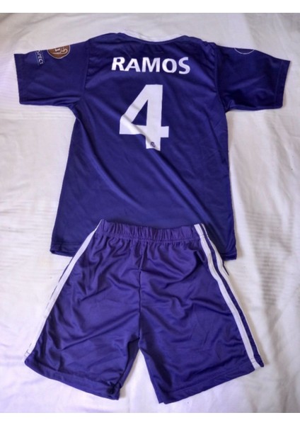 20016/17 Sezon Cardif Ligi Mor Sergio Ramos Çocuk Forma Takımı 4'lü Set Çorap+Bileklik Hediyeli