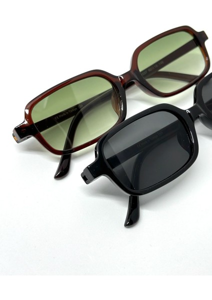 Square Kare Güneş Gözlüğü Miux Siyah Ince Çerçeve Şık Unisex Model UV400 Koruma fırsatları