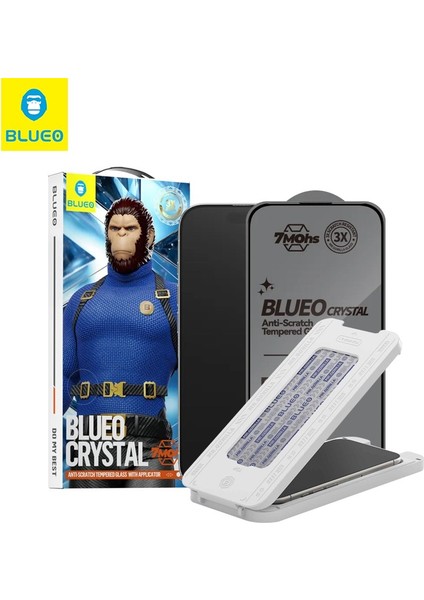 Crystal iPhone 16 Pro Max Uyumlu 7 Mohs Sertlik 3 Kat Çizilmeye Dayanıklı Cam Ekran Koruyucu Aparat