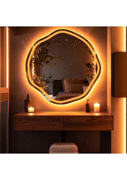 Lys Amber Led'li Lazer Kumlamalı Lavabo & Banyo Aynası (Dokunmatik Sensörlü)