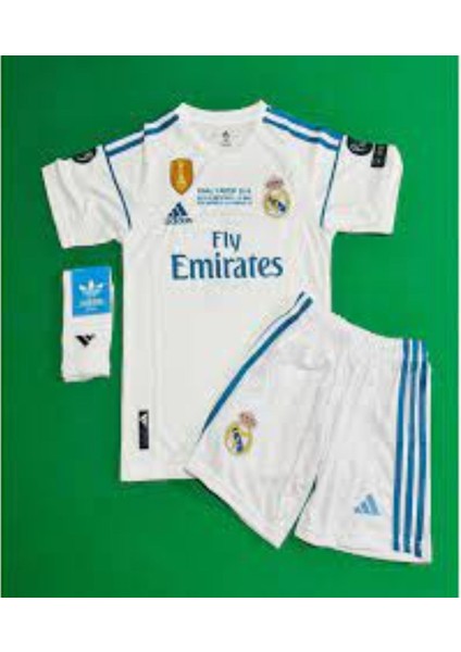 R.madrid Sergio Ramos Çocuk Forma Takımı 4 Parça 2018 Beyaz Şampiyonlar Ligi
