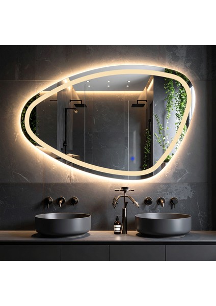Speci Günışığı Led'li Lazer Kumlamalı Lavabo & Banyo Aynası (Dokunmatik Sensörlü)