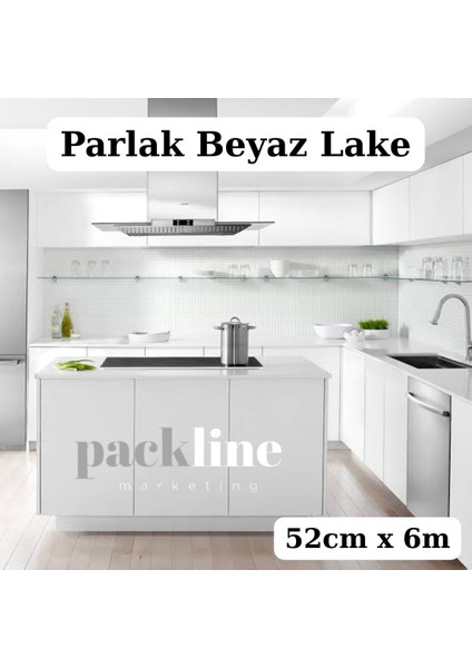 Mutfak Dolap Tezgah ve Mobilya Kaplama Folyosu Parlak Beyaz 52CMX6METRE