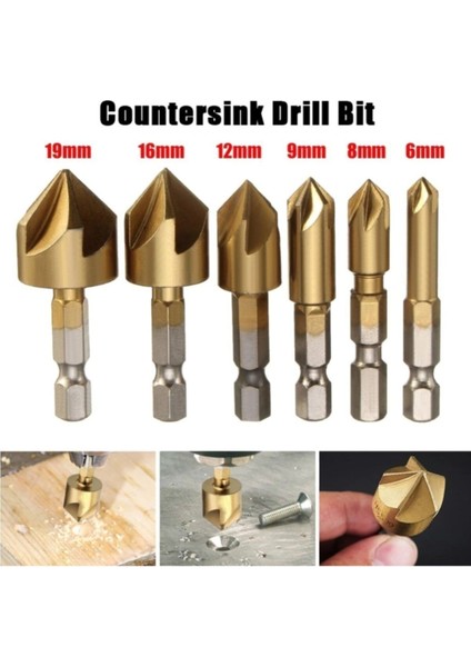 Hss Pah Havşa Delik Açıcı Matkap Ucu 1/4 Hex Saplı Takım Pnömatik 6MM-19MM 6 Adet Set