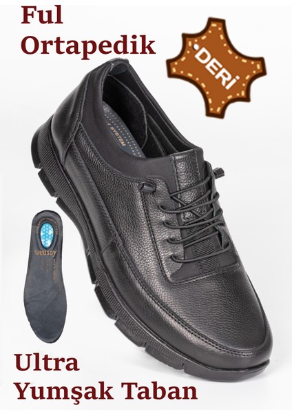 Tam Ortopedik Topuk Masajlı Taban Erkek Ayakkabı Hakiki Deri Mevsimlik Ayakkabı