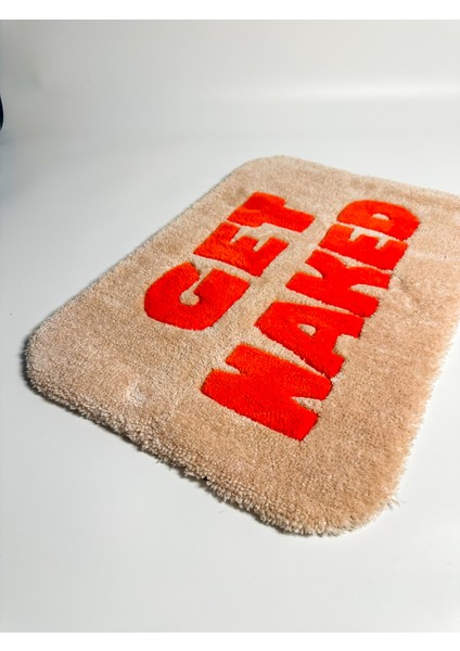 “get Naked” Yazılı El Yapımı Tufting Halı, Paspas