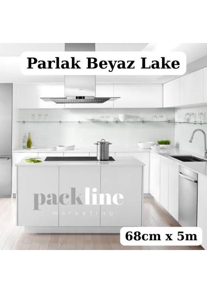 Marketing Mutfak Tezgah Dolap Mobilya ve Beyaz Kaplama Folyosu Parlak Beyaz 68CMX5M