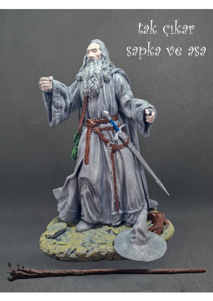 3D Gri Gandalf Figür / Yüzüklerin Efendisi Gandalf Heykel / Gandalf Figür Biblo Hediye /21CM
