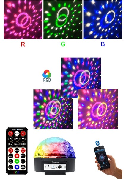 Disko Topu Renkli LED Işıklı Bluetooht Özellikli Sese Duyarlı Mp Çalar Tak Gece Lambası Disko Topu fiyatları
