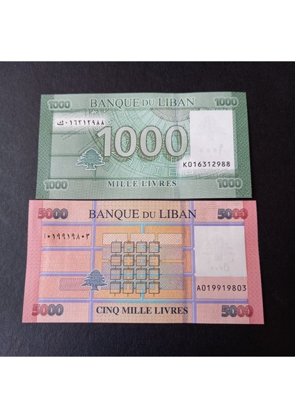 39963682A2F49806B9 Lübnan 1000 5000 Livres Çil Eski Kağıt Para