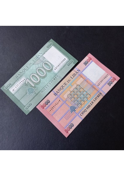 39963682A2F49806B9 Lübnan 1000 5000 Livres Çil Eski Kağıt Para