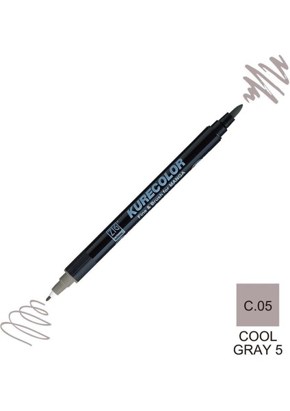 Kurecolor Mangaka Fine&brush Çift Taraflı Kalem CNKC-2200 No C.05 Cool Gray 5