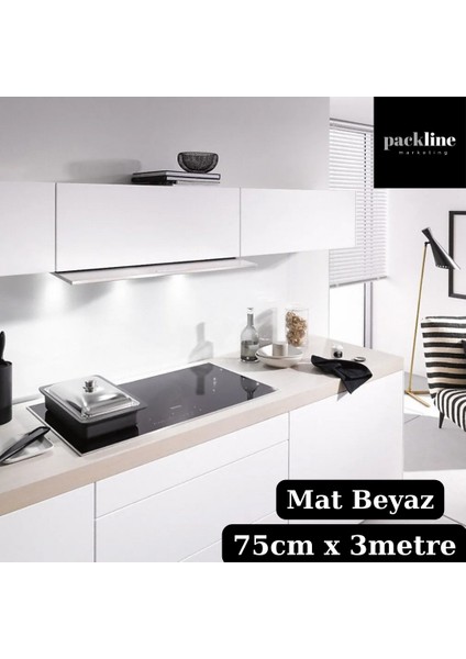 Mat Beyaz Mutfak Tezgah Dolap Mobilya ve Beyaz Kaplama Folyosu 75CMX300