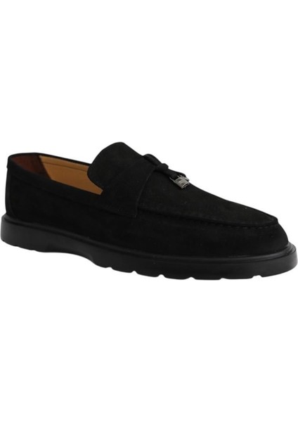 Siyah Siyah Erkek Günlük Ayakkabı, Rok Loafer Ayakkabı