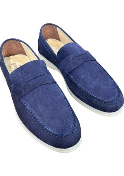 Lacivert Nubuk Loafer Yazlık Erkek Ayakkabı- Loafer Deri Erkek Ayakkabı fiyatları