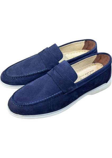 Lacivert Nubuk Loafer Yazlık Erkek Ayakkabı- Loafer Deri Erkek Ayakkabı modelleri
