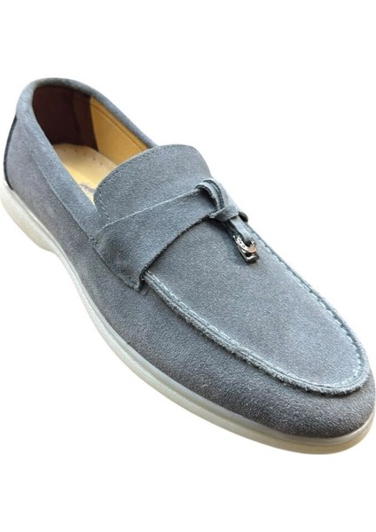 Gri Loafer Erkek Ayakkabı-Yazlık Deri Erkek Ayakkabı
