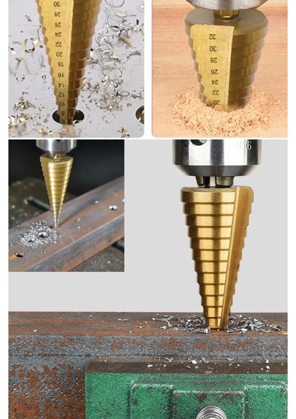 Yüksek Kaliteli Demir Delme Pançı Şarjlı Matkap Uyumlu Üç Farklı Boyutta Kademeli Delme Pancı Seti indirimleri
