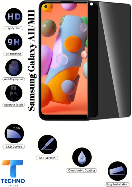 Samsung A11 / M11 Uyumlu Tam Kapatan Hayalet Ekran Koruyucu 6d Temperli Cam