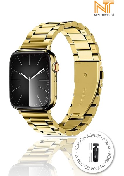Apple Watch Seri 2/3/4/5/6/7/8/9/se/se2 38 40 41MM ve Seri 10 42MM Paslanmaz Çelik Metal Kordon