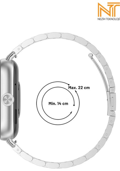 Xiaomi Redmi Watch 4 / 5 Mi Band 8 / 9 Pro Uyumlu Ayarlanabilir Paslanmaz Çelik Metal Baklalı Kordon