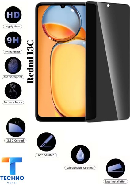 Redmi 13C Uyumlu Tam Kapatan Hayalet Ekran Koruyucu 6d Temperli Cam