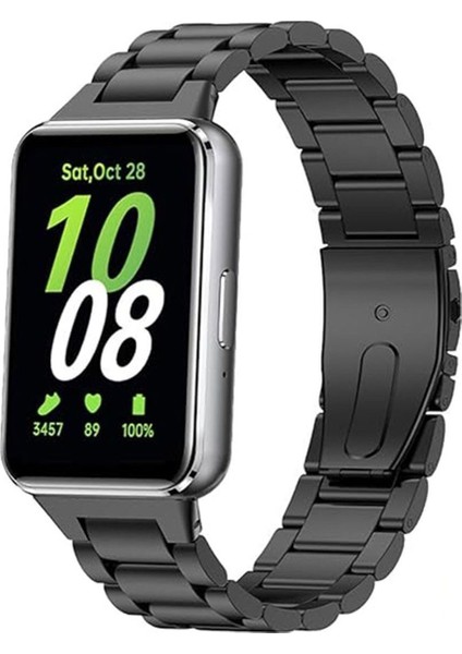 Samsung Galaxy Fit 3 Uyumlu 18MM Metal Baklalı Pim Tasarım Paslanmaz Çelik Kordon