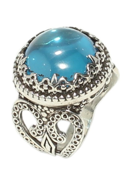 925 Ayar Gümüş Akuamarin Taşlı Tasarım Yüzük indirimleri