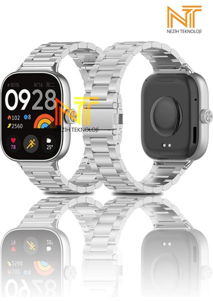Xiaomi Redmi Watch 4 / 5 / Mi Band 8 Pro Uyumlu Ayarlanabilir Paslanmaz Çelik Metal Baklalı Kordon